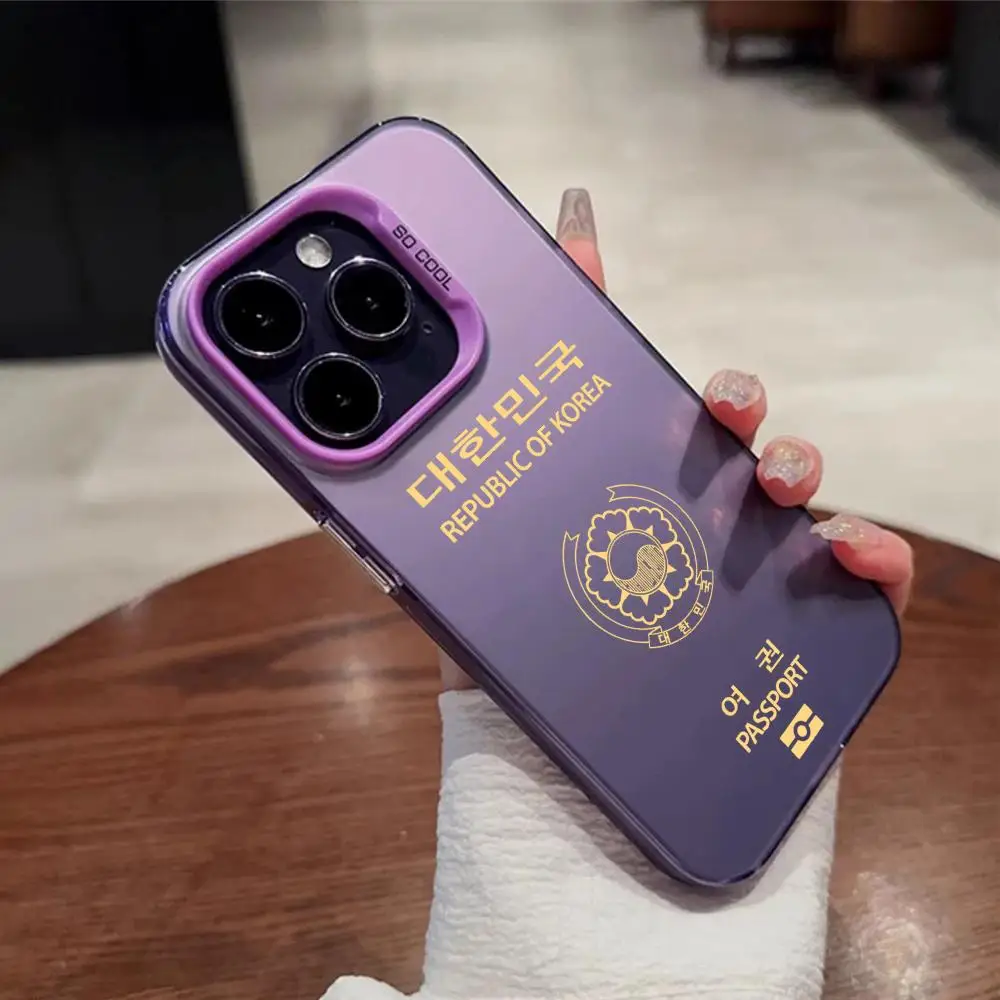 حافظة هاتف كورية لجواز السفر لهاتف آيفون 11 12 13 14 15 16 17Pro Max Air Plus حافظات فضية ملونة فاخرة وخفيفة الوزن