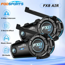 Fodsports FX8 Air Intercom Motorhelm Headset 4 rijders Bluetooth-headsets 1000 m Moto-intercoms, muziek delen, FM, waterdicht