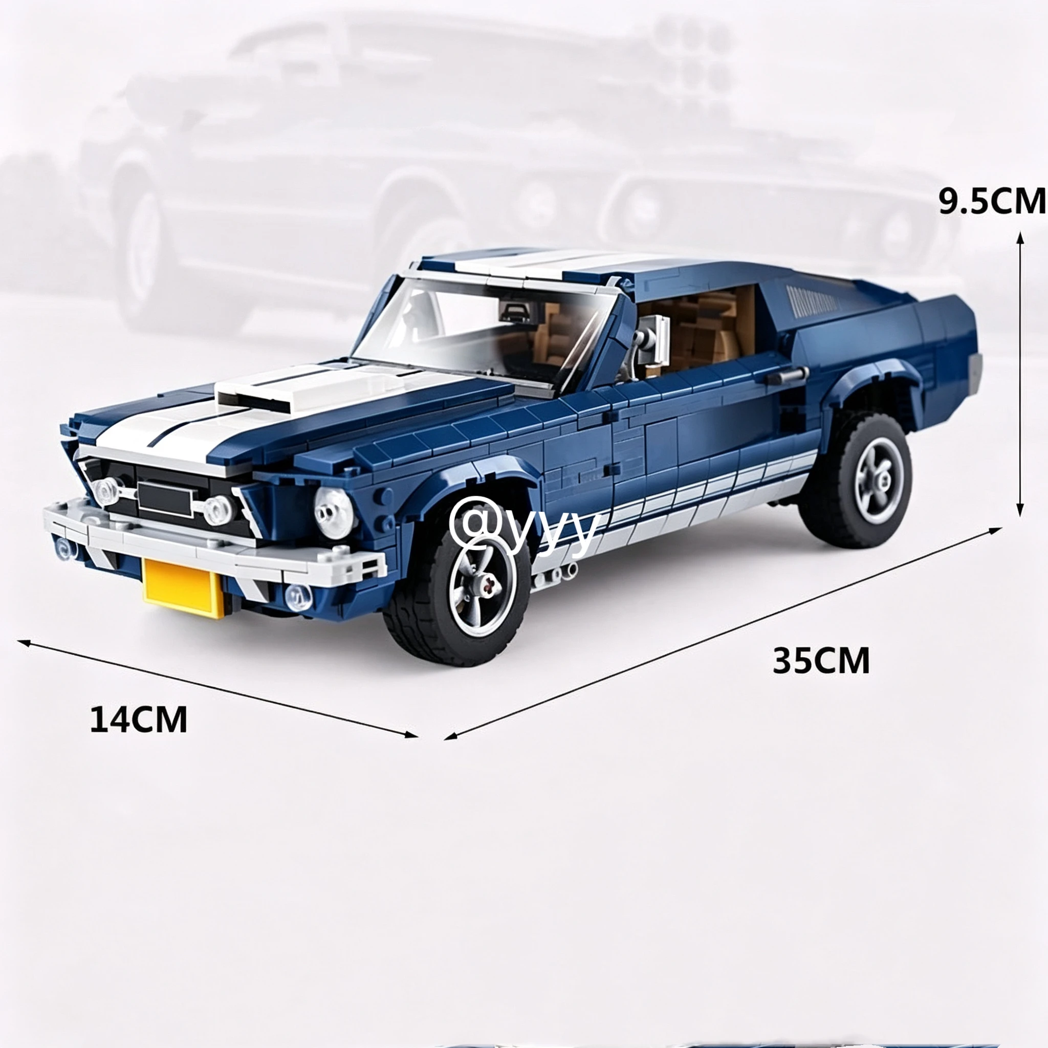 NEW/1471pcs blue classic muscle car modified racing car sports car assembly collection ornaments birthday Christmas gift