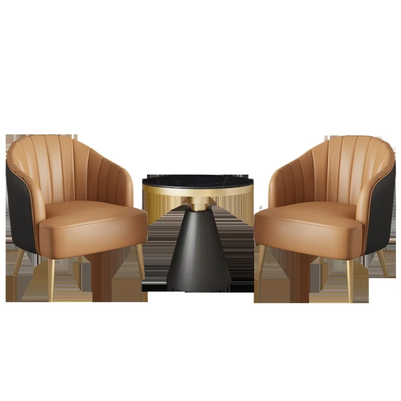 

Light luxury Xipi single backrest sofa, hotel sales office sofa table and chairs, living room flannel one table