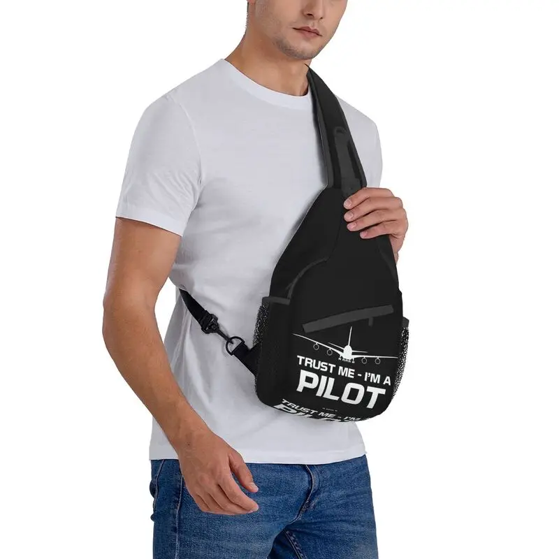 Trust Me IM A Pilot Crossbody Sling Backpack, airplane Flying Aeroplane Aviation Gift, Chest Shoulder Bag, Cycling Camping Daypack