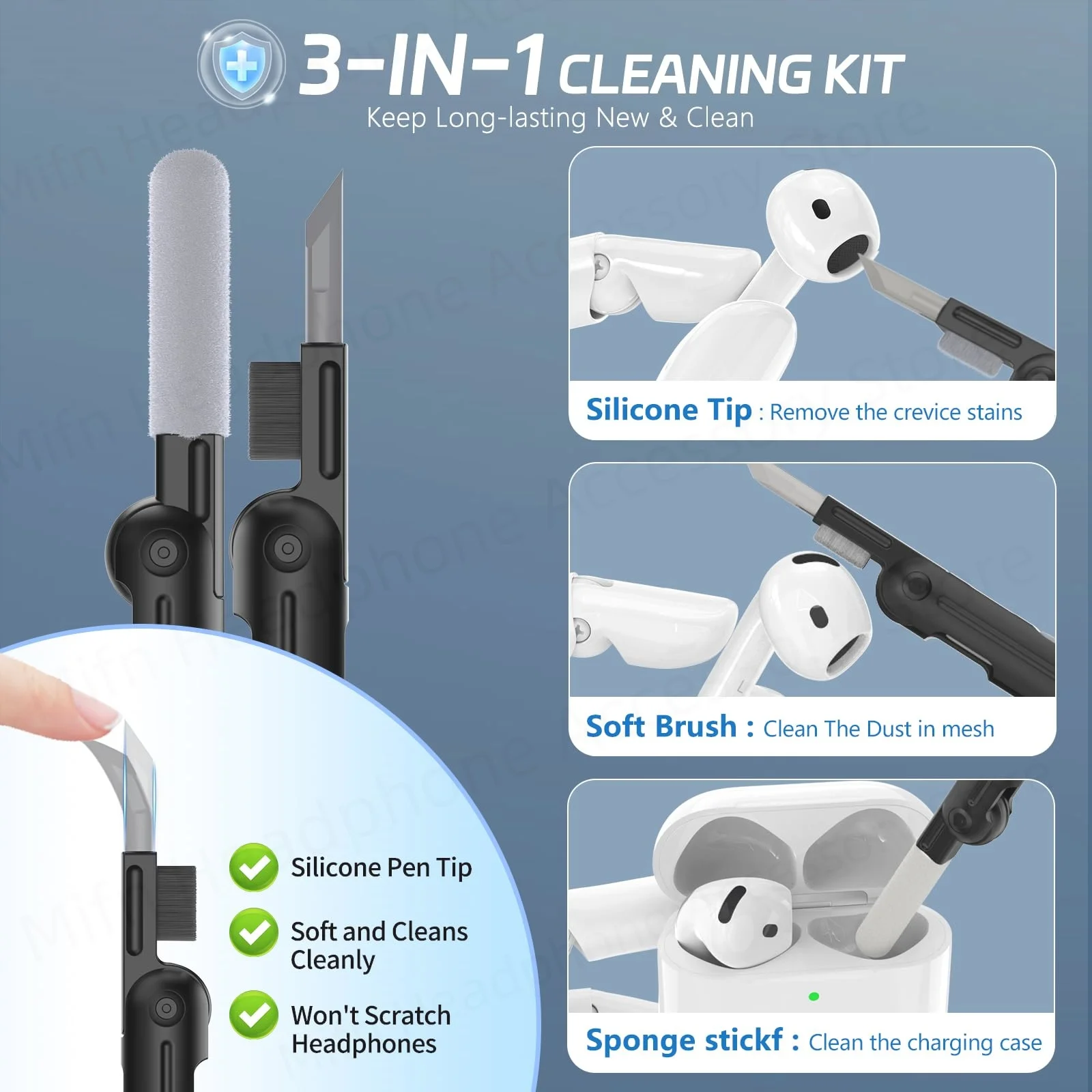 لـ 2025 AirPods Case يدعم الشحن اللاسلكي Magsafe مع مغناطيس قوي على الظهر 【حامل هاتف مدمج】لـ AirPod Pro