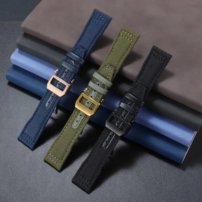 20 21 22mm Nylon Watch Strap For IWC Nylon Genuine Leather WatchBand Big Pilot Little Prince Mark 18 khaki Blue green Bracelet