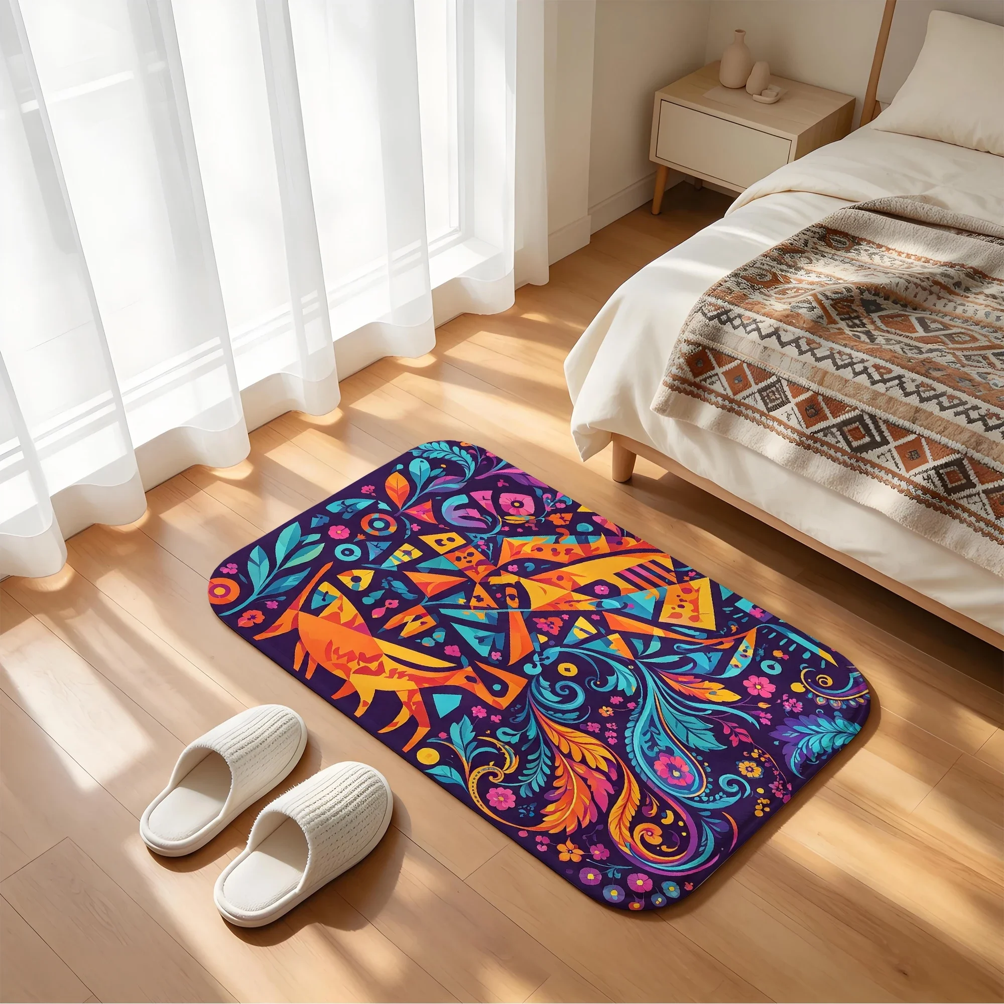 Bath mat anti slip absorbent bathroom carpet bathtub shower soft floor carpet Bohemian theme
