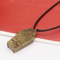 New Steam Punk Retro Gothic Coffin Necklace Bat Cross Coin Necklaces Can Be Opened Fashion Sweater Chain Men Jewelry