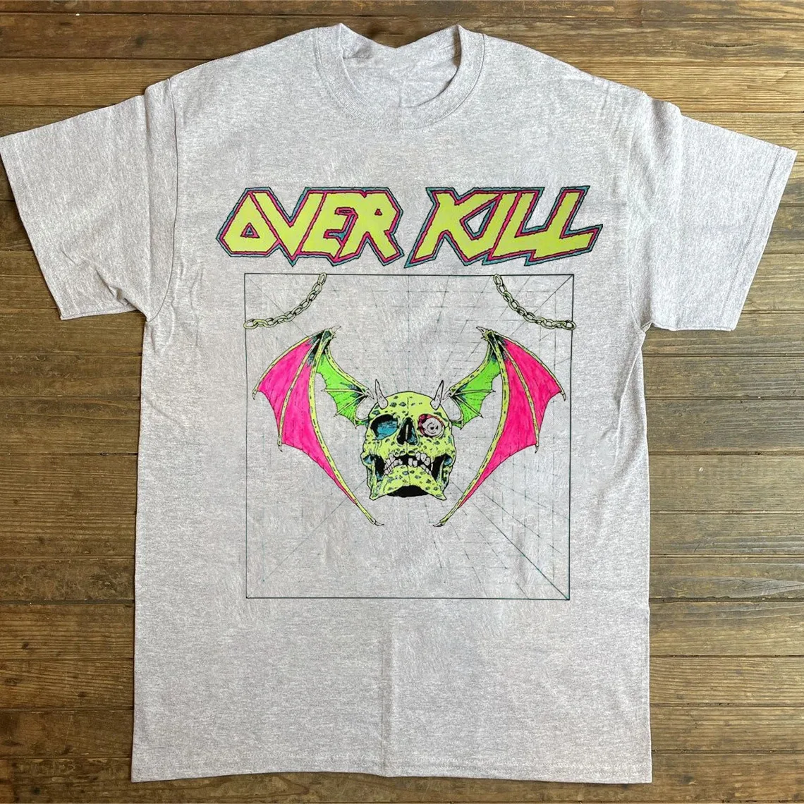 Rare Overkill Band 90s Cotton For Fan Sport Grey S 2345XL T shirt GC