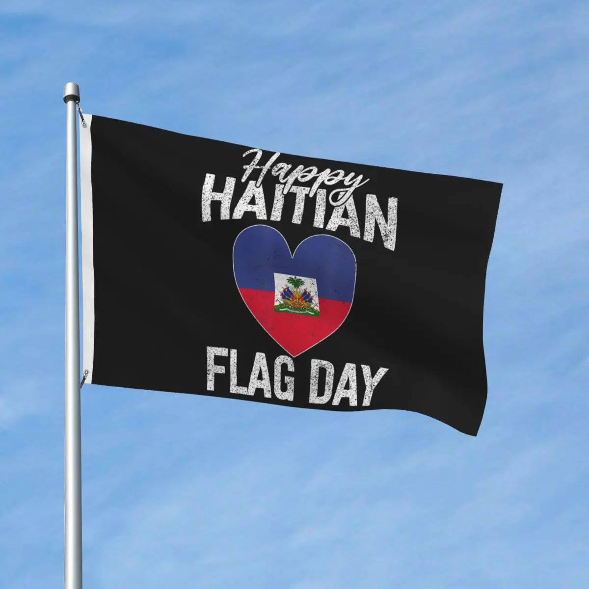 Happy Haitian Flag Day Heart Haiti Flag Flag Pattern 3x5 ft Flags Hanging Polyeste Quality Banner For College Dorm Room Bedroom