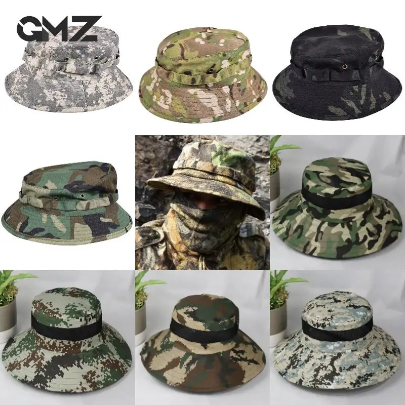 Summer Sunproof Breathable Hat Tactical Camouflage Bucket Hats Men Women Camping, Fishing, Hiking, Military Exercise Cap