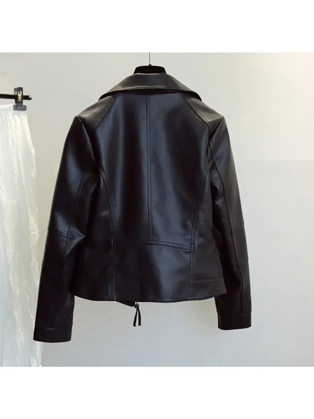 Spring Autumn Vintage Faux Leather Jacket Women Brown Moto Biker Leather Coats Casual Street Wear Zipper PU Basic Outwear