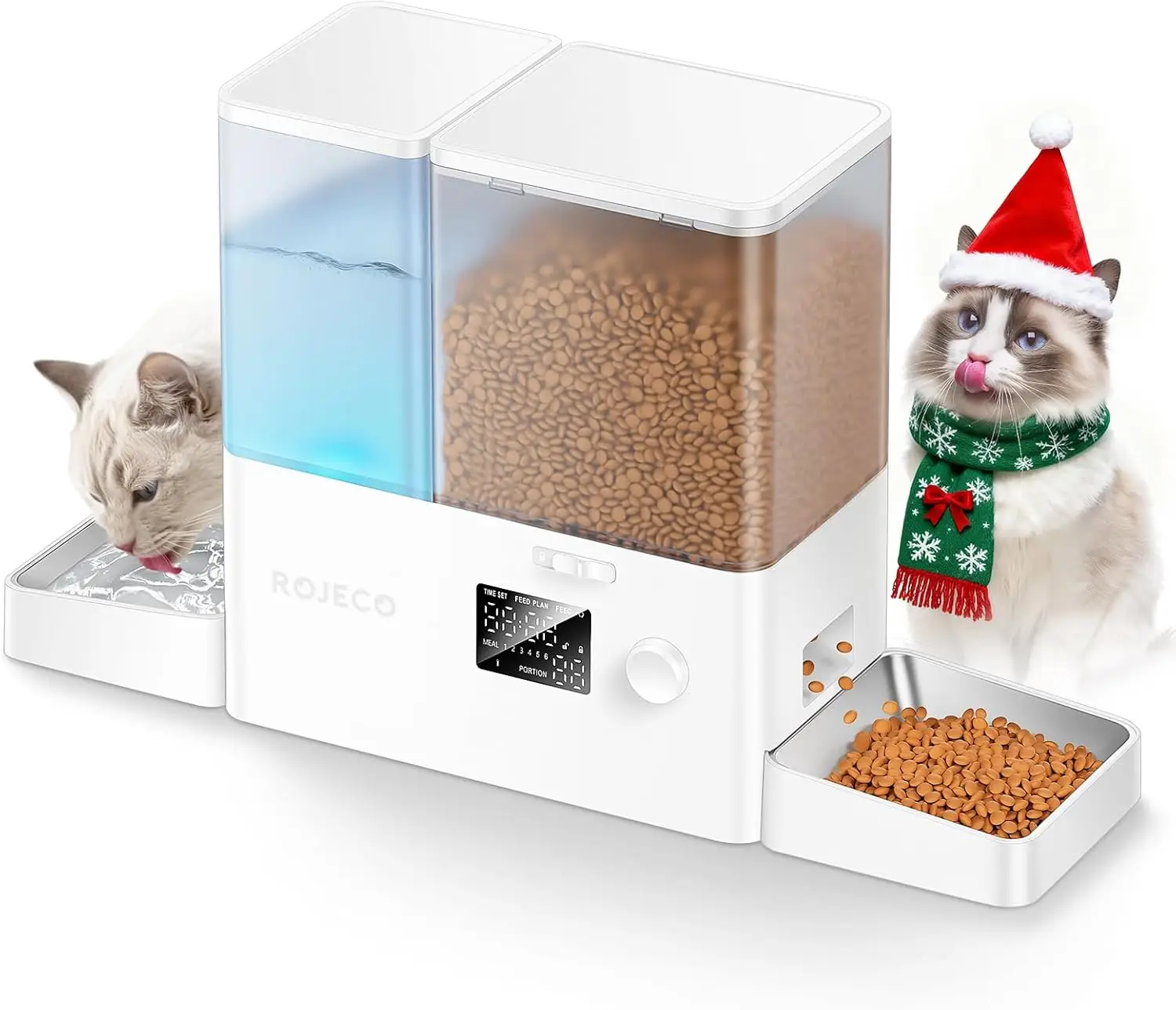 

Automatic Pet Feeder with Water Dispenser: 5L Food & 3.5L Water, LED Display, Dual Power for Cats/Dogs