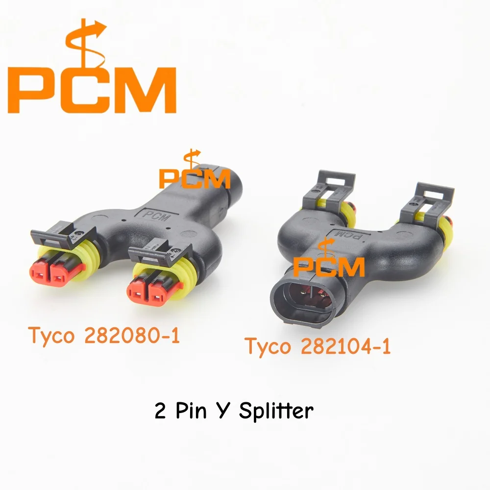 Tyco AMP Superseal 1.5mm 2Pin Y Splitter Connector Adapter 282104 Male to 2x 282080 Female Waterproof Automotive Plug 18AWG