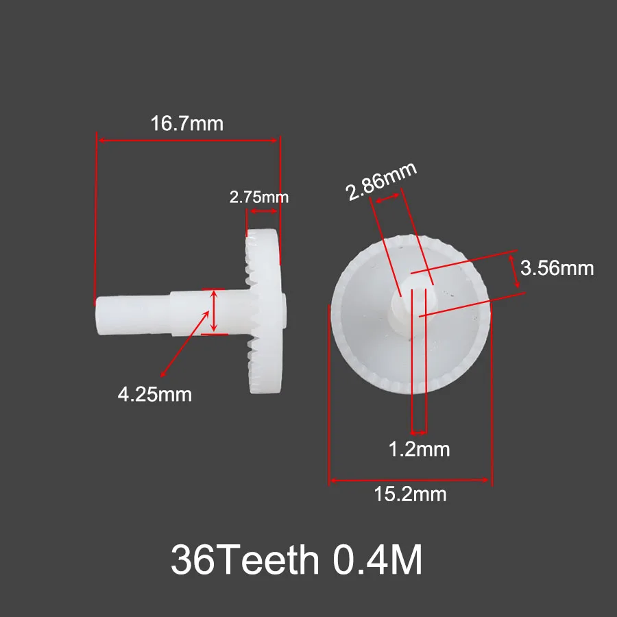 36T 0.4M Plastic Crown Gear 36 Teeth OD15.2mm 36z Toy Helicopter Gears