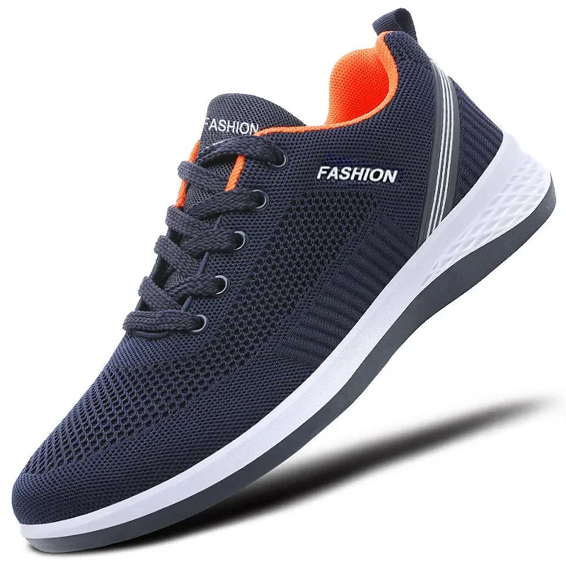 Spring and Summer Breathable Shoes for Men Mesh Lightweight Casual Shoes Comfortable Soft Bottom Flats Lace Up Knit Sneakers Men