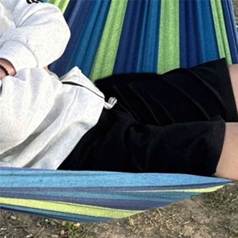 AB42-Portable Hammock Camping Thicken Swinging Chair Outdoor Hanging Bed Canvas Rocking Chair Not With Hammock Stand