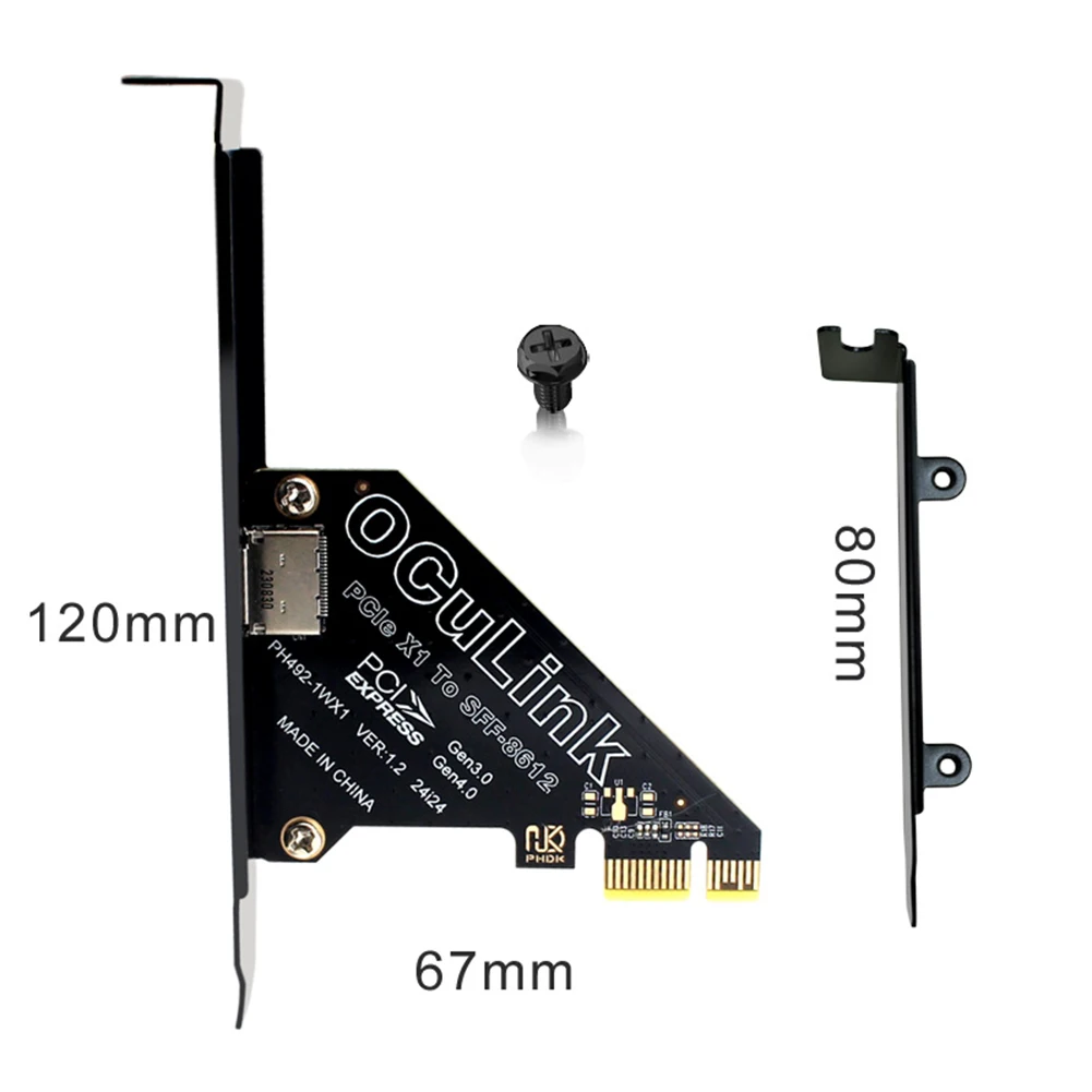 1 unidad de tarjeta adaptadora PCIe a SFF 8611 y 8612 PCIe 4.0X4/X1 a adaptador Oculink PCle4.0 PCIe X4/X1 SSD a U.2 OCUlink SFF-8612