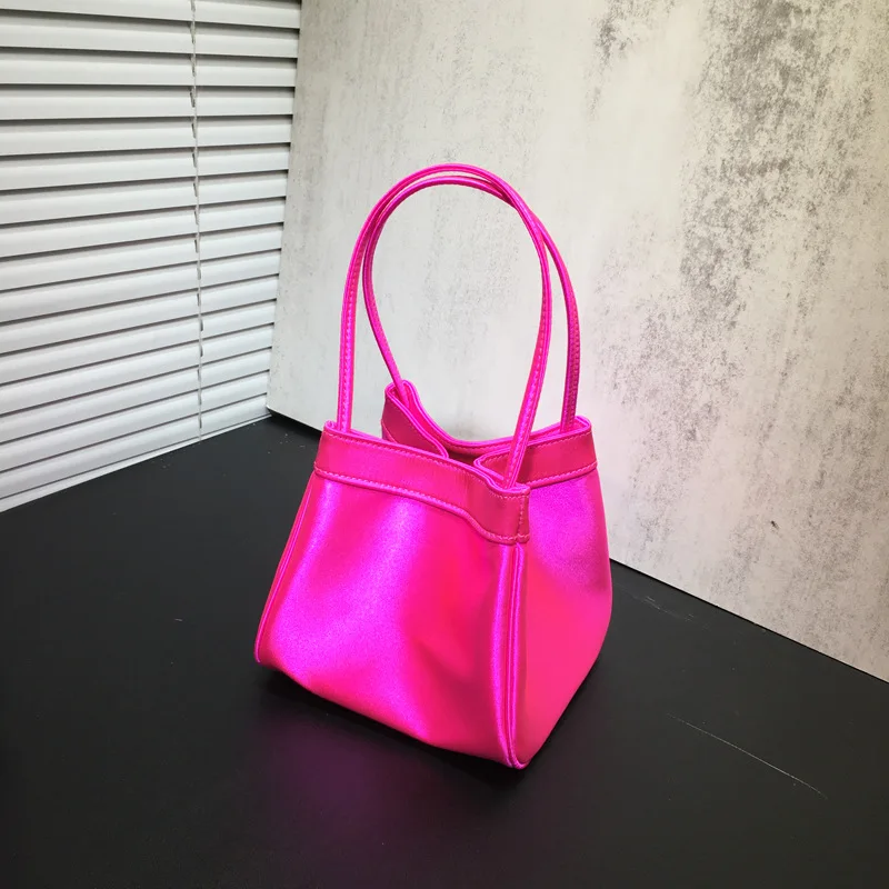 

Retro New Champagne Purple Small Handbag Fashion Elegant Silk Evening Bags For Women Daily Shopping Shoulder Underarm Bucket bag