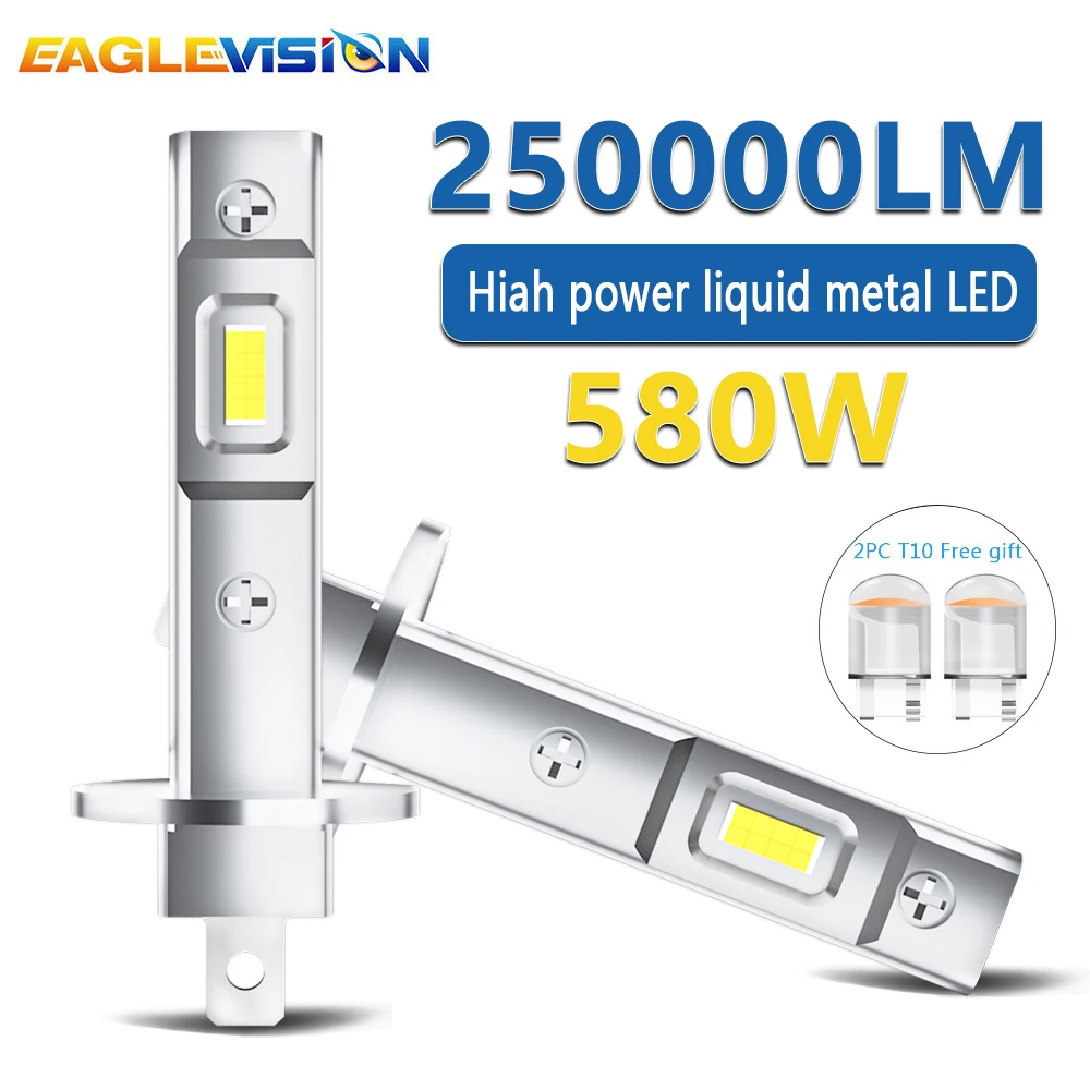 EAGLEVISION H1 LED Lights High Power Front Lantern 12V 24V 1: 1 Size Super Bright Car Headlight Fog Light Plug and Play 6500K