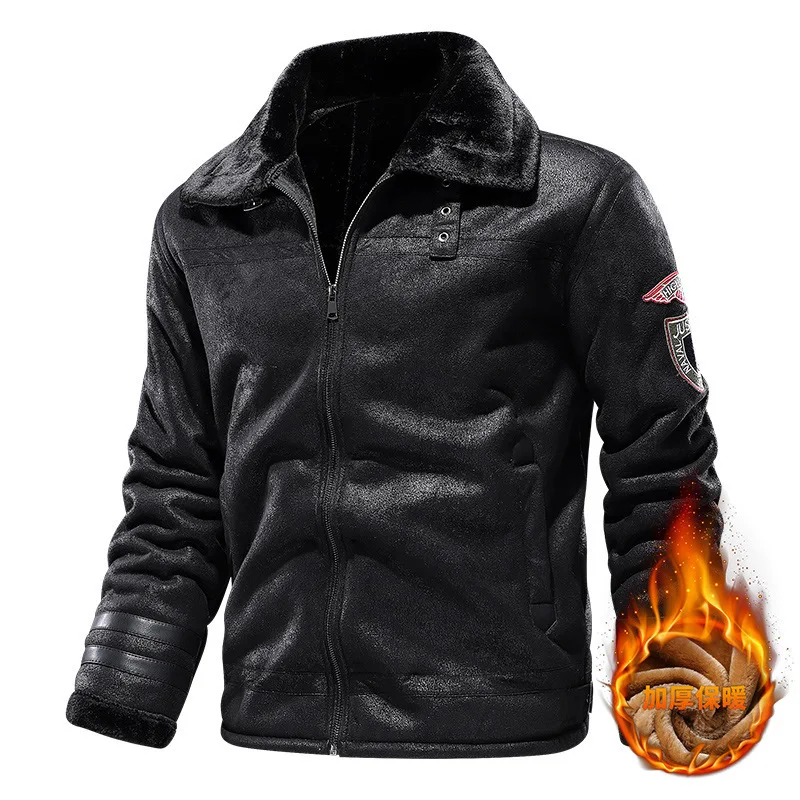 

Autumn Outwear Casual Military Bomber Motor Biker Leather Jackets Man letaher Men Spring Thick Warm Fur Leather Jacket Coat Men
