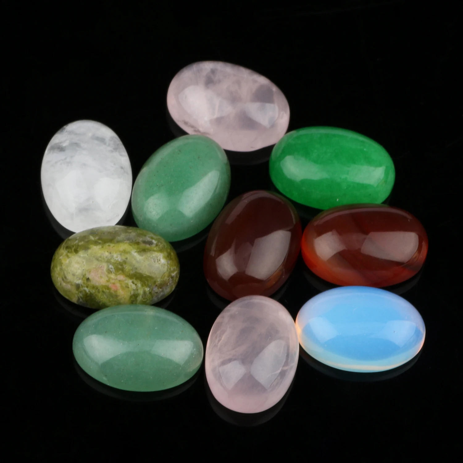 10pcs Natural Stone Mixed Oval Water Drop CAB CABOCHON Beads Geometric Rings for Jewelry Making Handmade Diy Craft Accessories