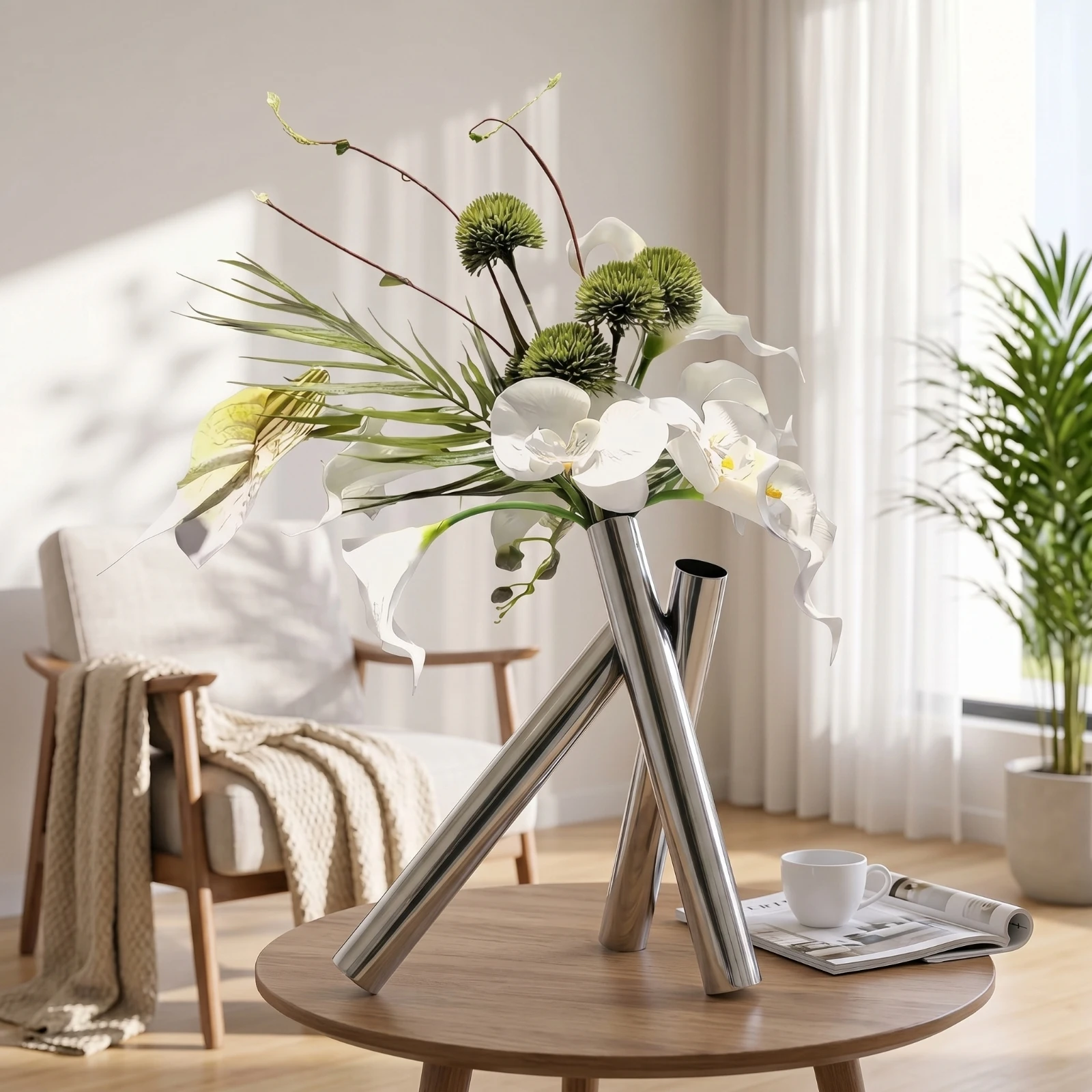 Silk Orchid Arrangement with Vase Allergy Friendly Artificial Orchids with Vase Faux Floral Arrangement Low-Maintenance