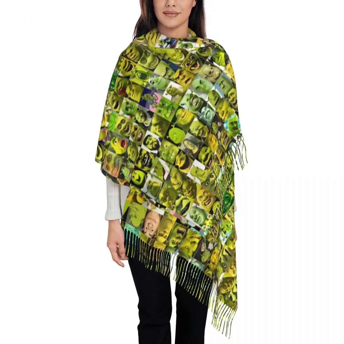 

Custom Scarf Wrap Women Long Winter Fall Warm Tassel Shawl Unisex Anime Cute Funny Scarves