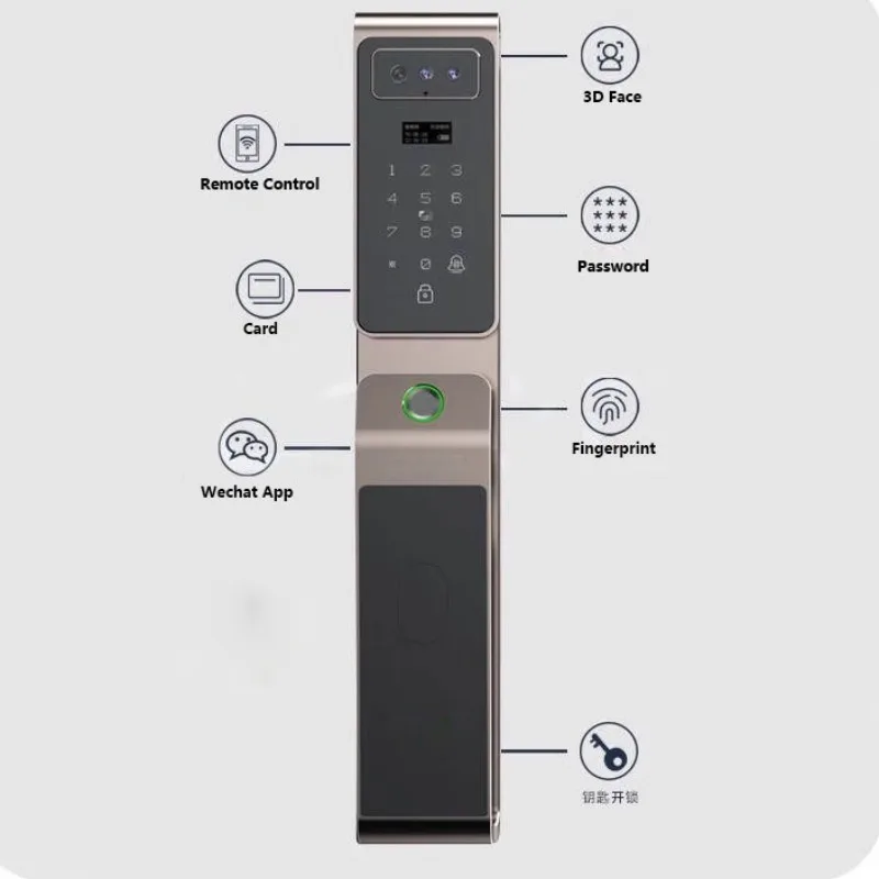[2026] App Wi-Fi Smart Keyless Impronta digitale biometrica Keyless Entry per porta in legno Password di riconoscimento facciale 3D con Biome