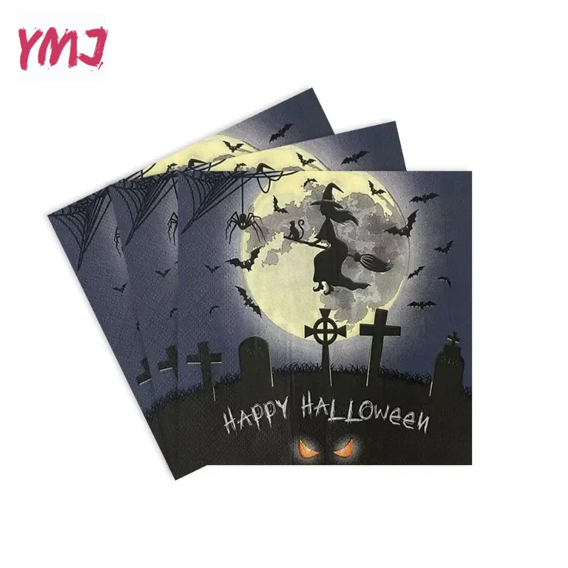 New Halloween witch series theme printing creative spooky party napkins decorative paper placemats 2-Ply 20pcs/Pac 33*33cm