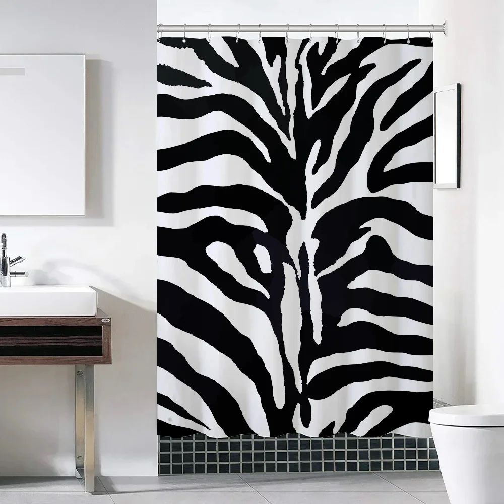 Zebra Stripes Shower Curtain Waterproof Fabric Bathroom Curtains Folding Partition Bath Accessories Bedrooms Things the Set Home