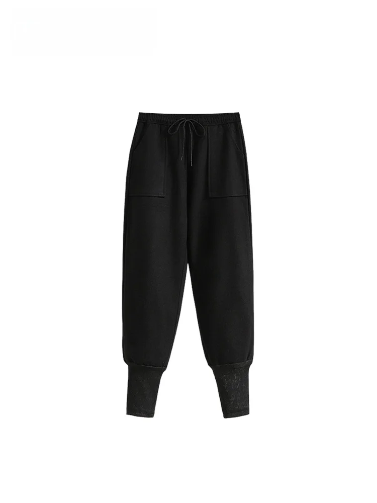 

Женские повседневные брюки-харлан с высокой талией больших размеров, теплые, стройнящие, для весеннего отдыха, из полиэфирного волокна, для зимы