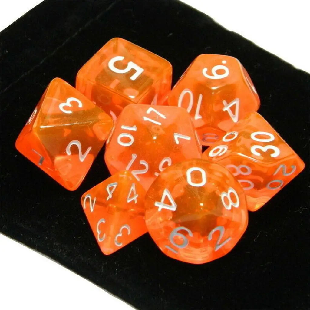 

Multi Faceted Polyhedral Dice Set with Storage Bag Acrylic Role Playing Dice for Adult Games Board Game