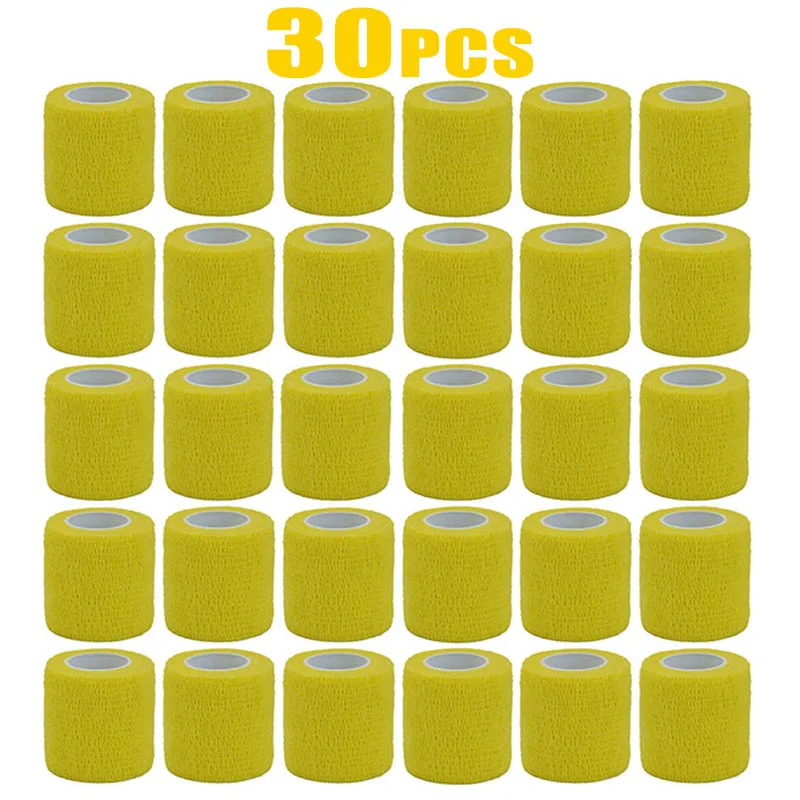 

1-30 шт., желтая спортивная эластичная повязка для татуировки, нетканая ткань, водонепроницаемая самоклеящаяся защита пальцев, аксессуары для татуировки