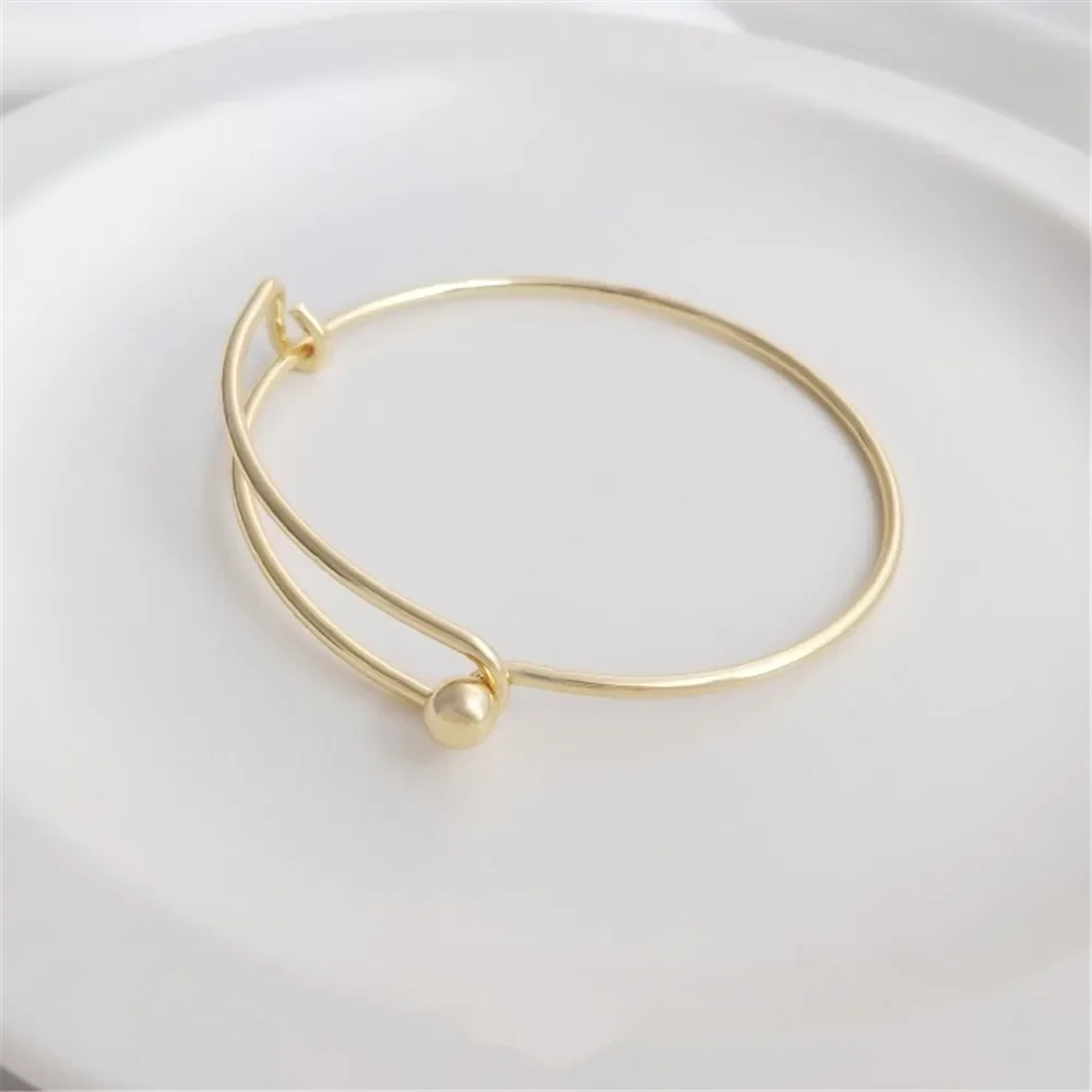 14K Real Gold Openable Bracelet DIY Hand-wound Crystal Pearl Bracelet Circle Hand-made Jewelry Accessories B737