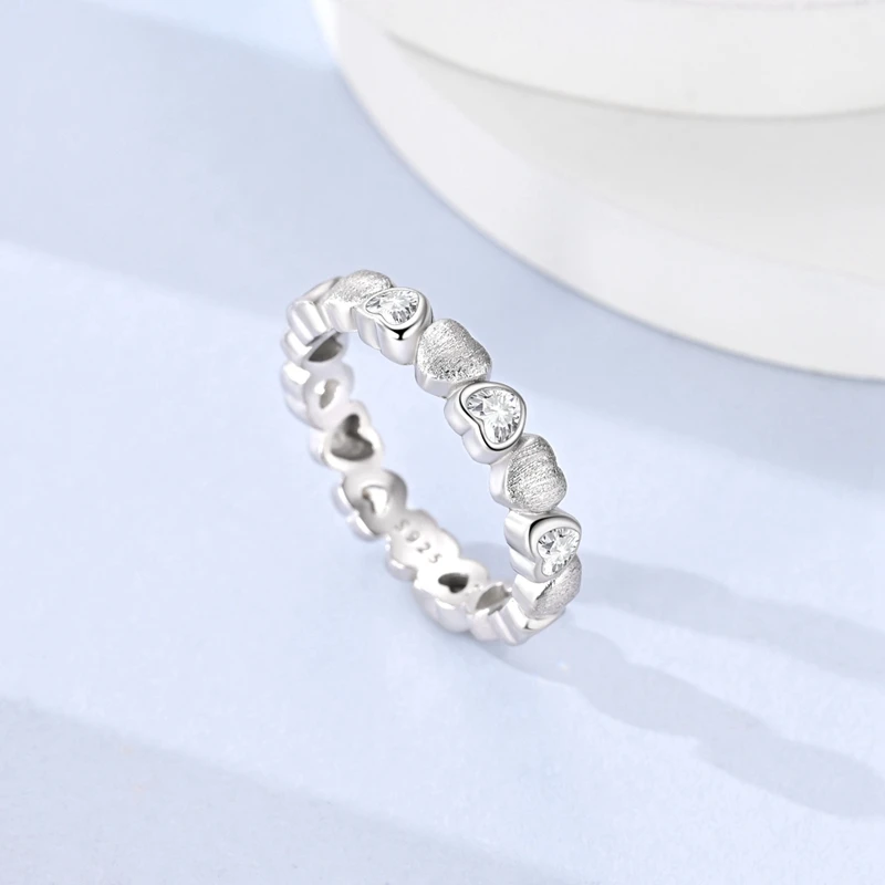 New 925 Sterling Silver Shining Zircon Infinite Heart Rings For Women Girls Wedding Anniversary Jewelry Gifts