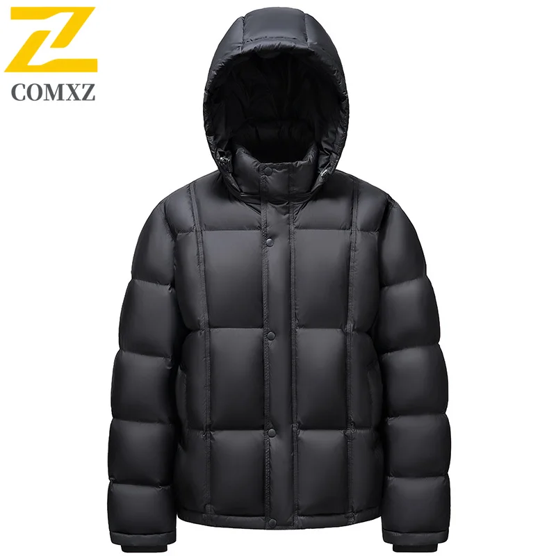

COMXZ New Designer Down Jacket Men Winter Fashion Thick Warm White Duck Down Padded Parka 2025 Hunting Ski Windproof Puffer Coat
