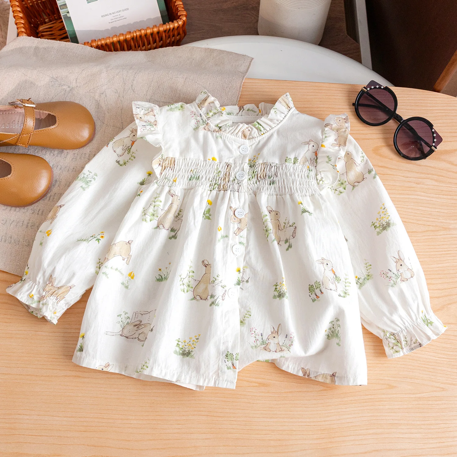 

2-7T spring autumn children kids girls fashion cute full sleeve cotton shirt blouse