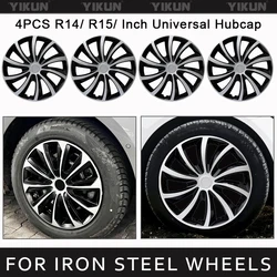 4PCS Car Universal Hubcap R14 R15 Inch Wheel Cover Replacement Hub Caps Wheel Rim Cover Tire Accessories Snap On SUV Truck