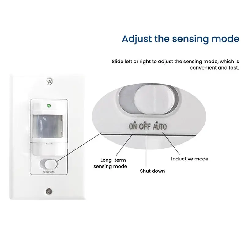 A02M-Motion Sensor Switch Wall Mounted 110V-220VAC Automatic PIR Infrared Light Switch With Light Control Sensor