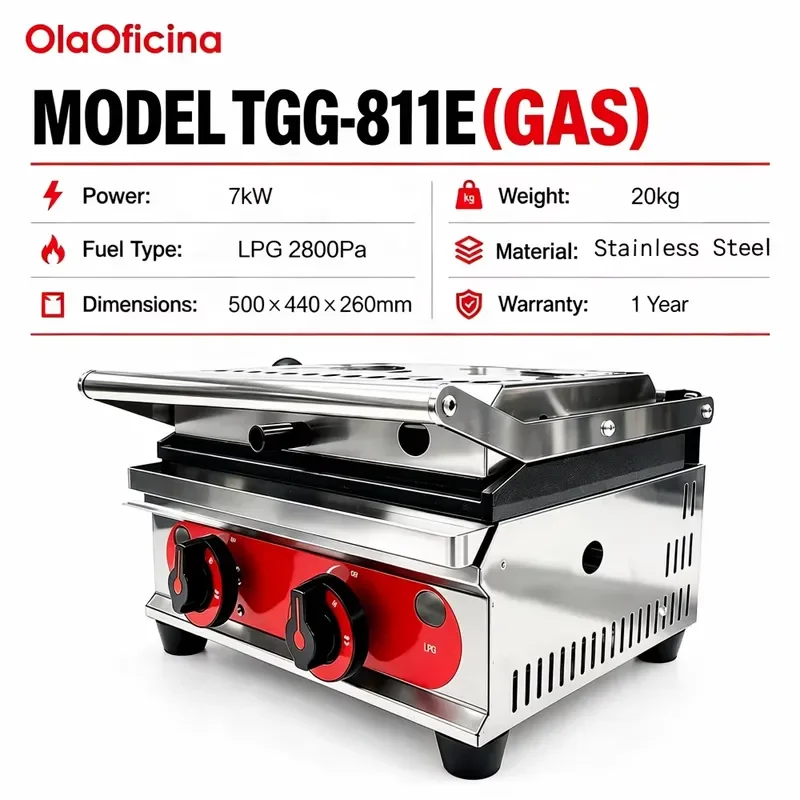 Commercial Gas Contact Grill Stainless Steel Panini Press Sandwich Maker for Restaurant Kitchen Heavy Duty BBQ Griddle
