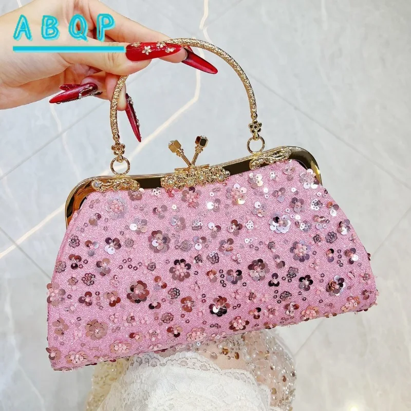 New Dinner Handbag Sequined Diamond Dinner Party Women's Handbag Luxury Brand Fashion Trend Women's Shoulder Crossbody Bag