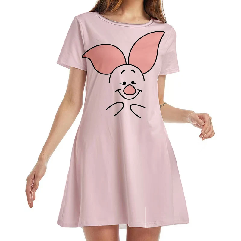 2024 Summer New Women's Dress Cartoon Kawaii 3D Print Dress Fashionable Casual Comfortable Women's Short Sleeve Dress