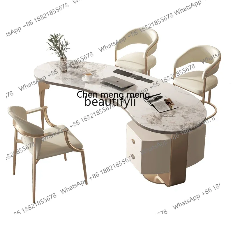 Reception table and chair combination Modern slate light luxury desk Home simple office computer desk