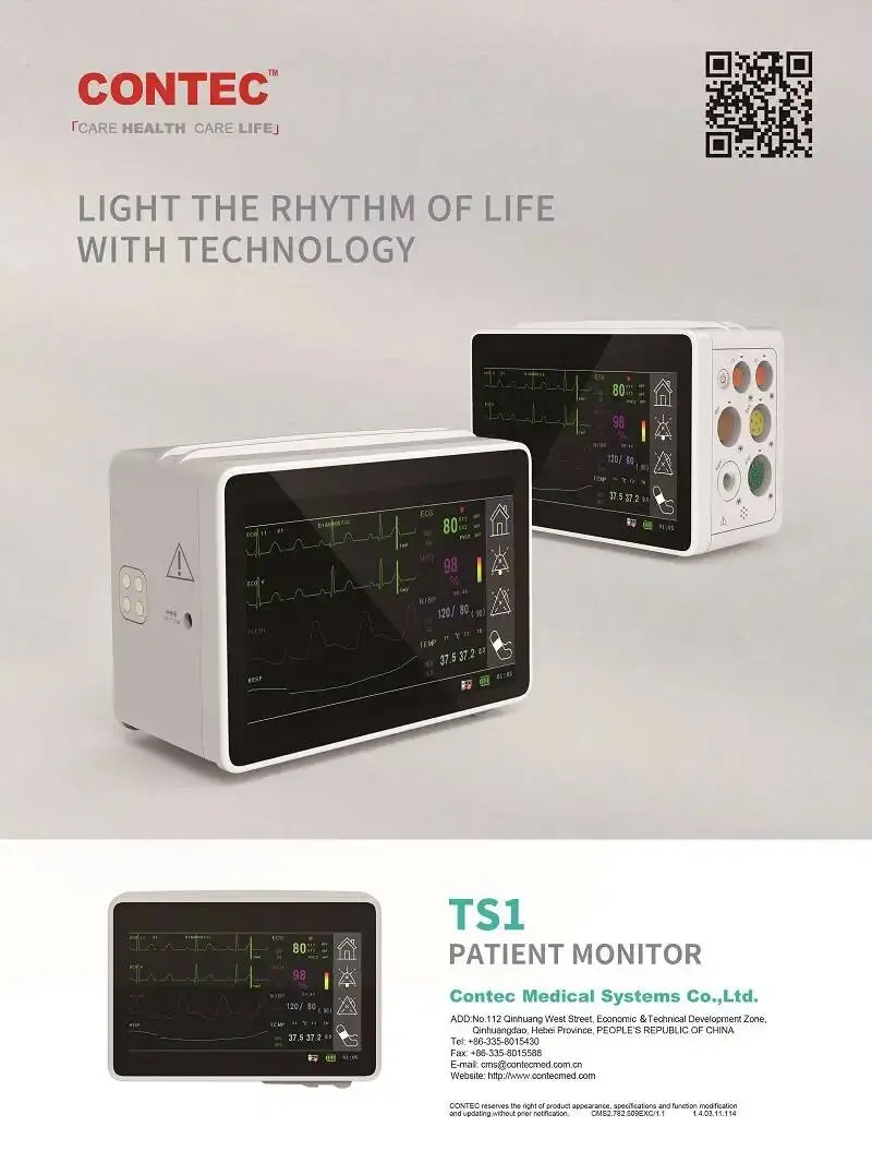 CONTEC TS1 Patient Monitor Touch Screen 5 inch Smart Handheld Vital Signs Monitor 6 parameters Newest Model