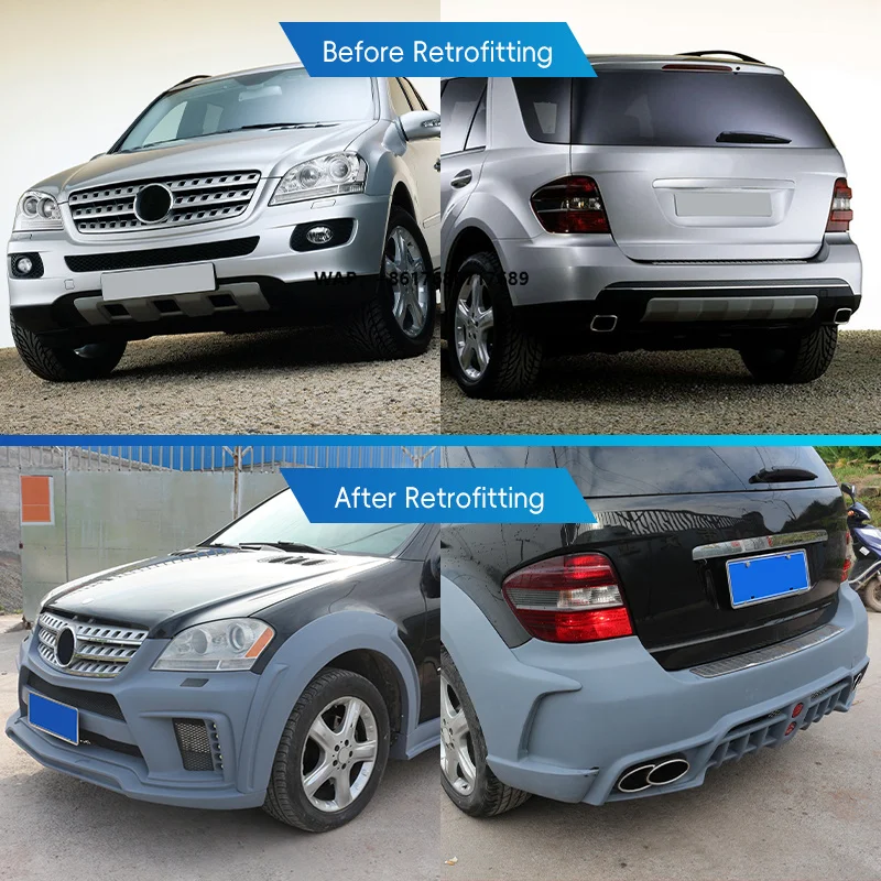 W164 2005-2011 Car Modification Upgrade WALD Body Kit Front Rear Bumper Side Skirt Fender Exhaust Tailpipe for ML350