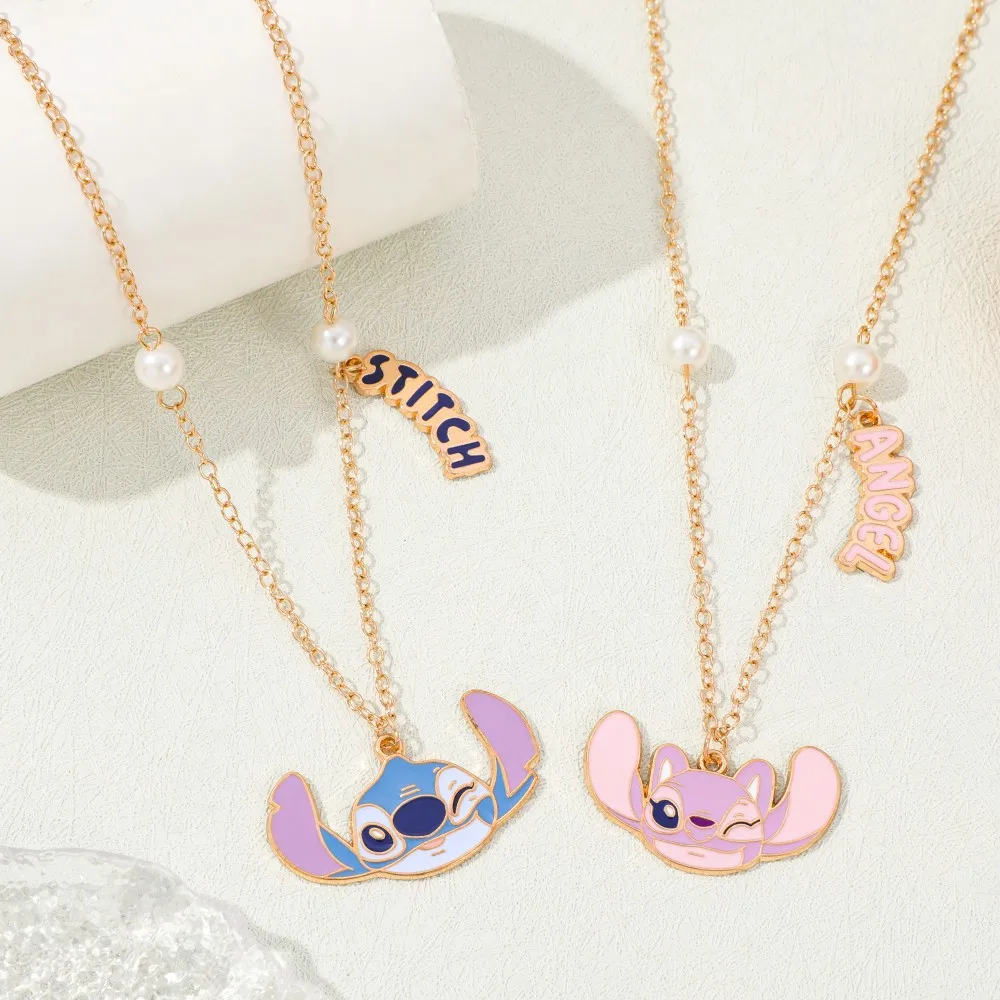 ابتسامة غرزة الملاك زوجين القلائد عشاق قلادة الأزياء والمجوهرات للنساء والرجال هدية عيد الحب #5