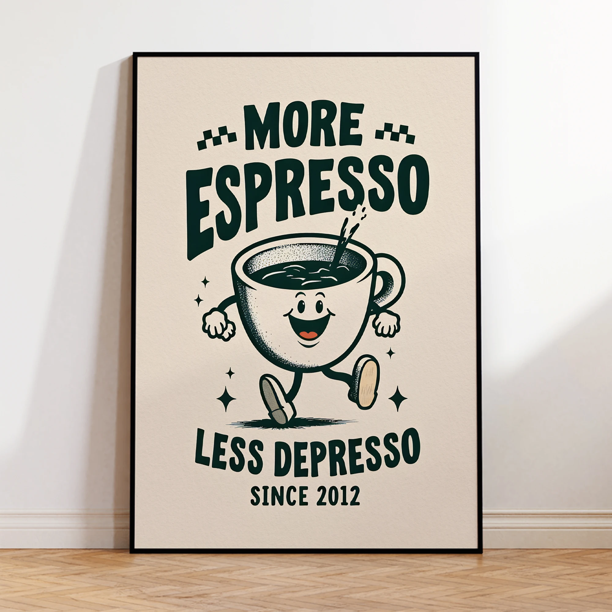 Modern More Espresso Less Depresso Quotes Coffee Shop Wall Art Prints Canvas Painting Poster Picture For Living Room Home Decor