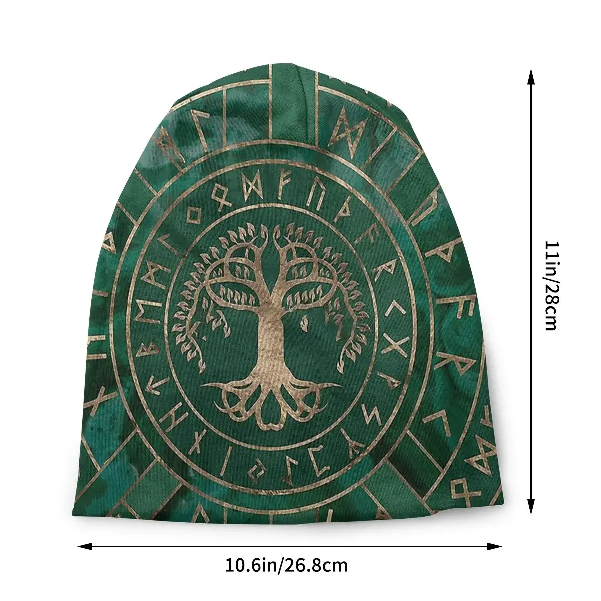 Thin Bonnet Hats Men Women's Yggdrasil And Futhark Malachite Scarf Green Cap Hip Hop Skullies Beanies Caps