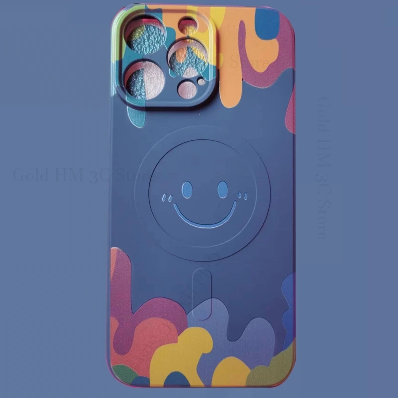 

Fundas For iPhone 16 Pro Max Graffiti Smile Magsafing Cover For Apple 14 Pro 13 12 16 Pro 15 Plus Soft Silicone For Magsafe Case