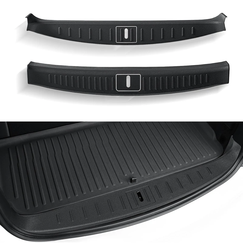 

Для Tesla Model X S Защита багажника Защитная полоса на порог багажника TPE Защитная полоса хвостовой коробки Защитная полоса от грязи и царапин 2023-2024