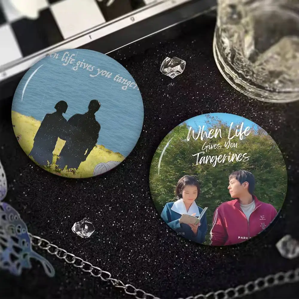 Korean TV When Life Gives You Tangerines Brooches Badge Round Handmade Brooch Lapel Pins Jewelry For Backpack Clothes Gifts