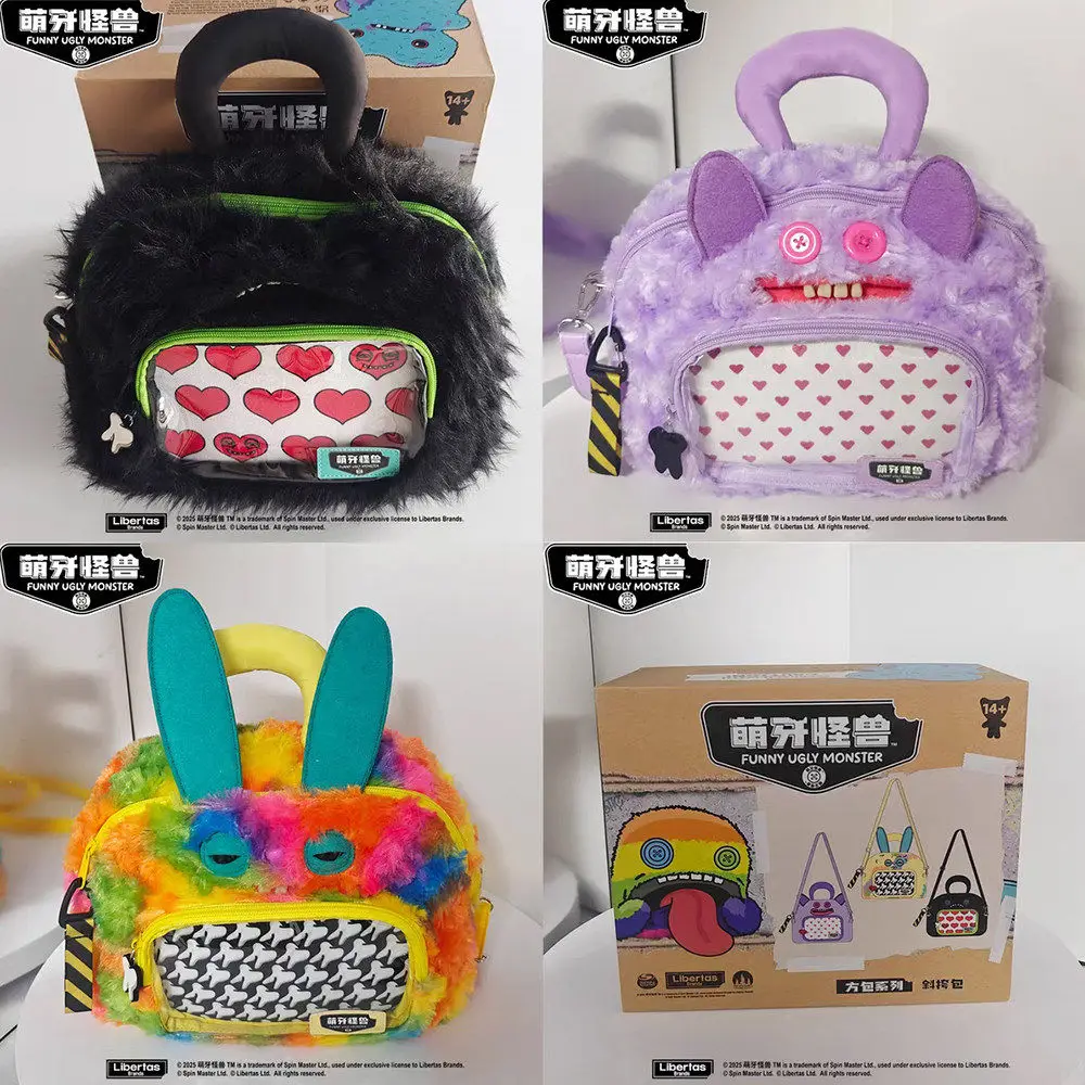 

Плюшевая сумка-монстр Fuggler Authentic Stock через плечо в стиле Ita Bag, разноцветная, пушистая, в виде кролика, с прозрачным карманом, украшения, подарки на день рождения